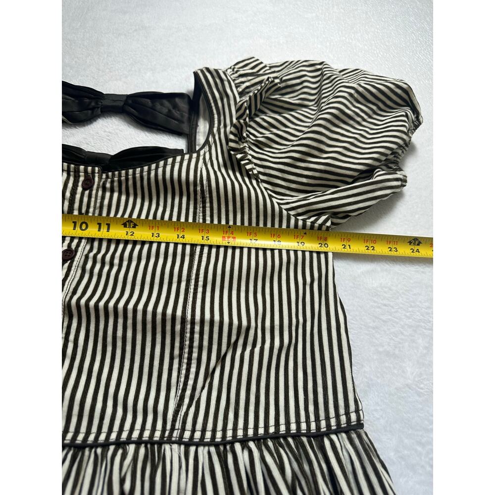 Free People Collier Cord Midi Dress Striped Printed Back Bow Scoop Neck Size S - Picture 8 of 11
